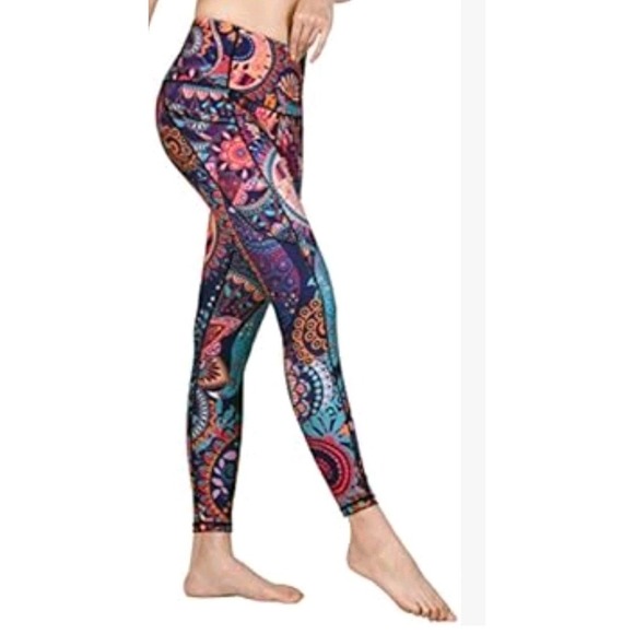 DOP dOVPOD Pants - DOP DOVPOD Leggings M High Waist  Colorful Paisley/Mandala Print Fitness Yoga